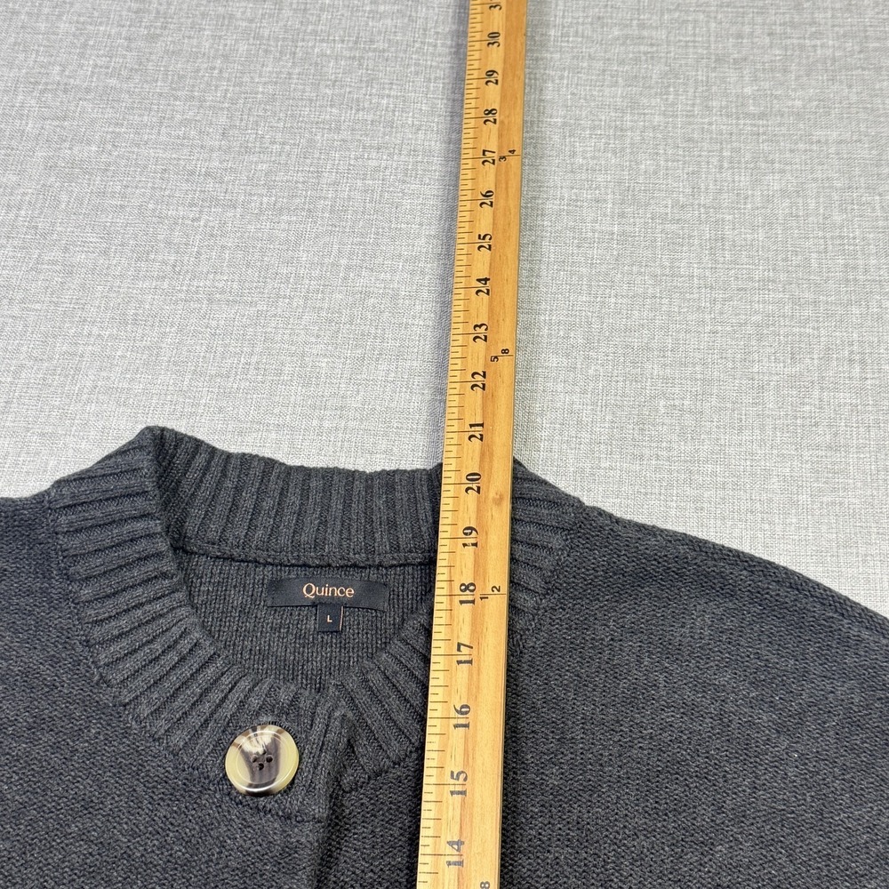 Quince Cardigan Womens Large Gray Crew Neck Button Front 100% Organic Cotton - Picture 8 of 10